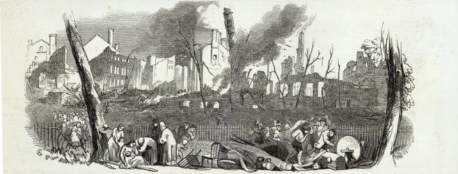 The Bowling-green and Marketfield-street, New York, from The Illustrated London News